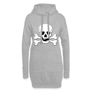 Totenkopf - Hoodie-Kleid - Grau meliert - Vorne