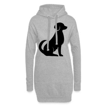 Dog vector shadow graphic. dog black shadow - Hoodie Dress - heather grey - Front