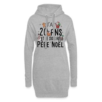 20 Ans Anniversaire Cadeau Père Noël Humour - Sweat-shirt à capuche long Femme - gris chiné - Devant