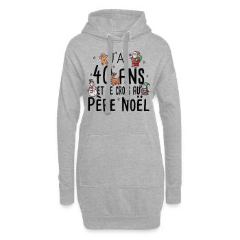 40 Ans Anniversaire Cadeau Père Noël Humour - Sweat-shirt à capuche long Femme - gris chiné - Devant