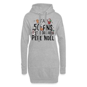 50 Ans Anniversaire Cadeau Père Noël Humour - Sweat-shirt à capuche long Femme - gris chiné - Devant