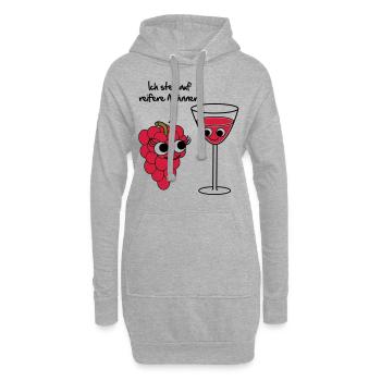 Je creuse des hommes mûrs! Raisin / vin dessin - Sweat-shirt à capuche long Femme - gris chiné - Devant