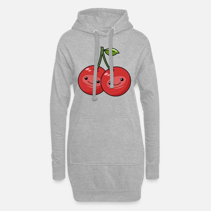 Comic Kirschen - Hoodie-Kleid - Grau meliert