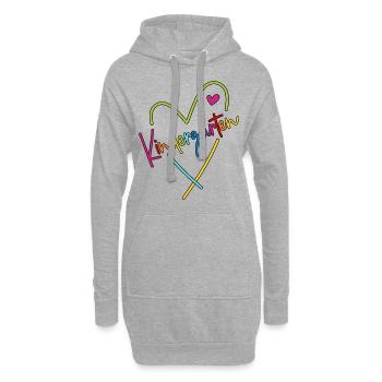 Kindergarten Herz - Hoodie-Kleid - Grau meliert - Vorne
