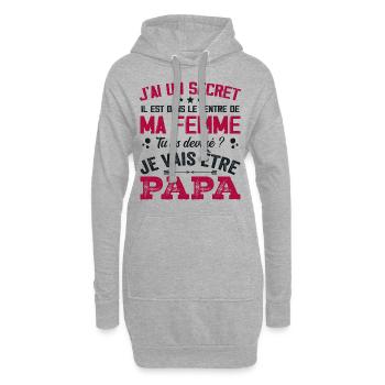 Ich habe einen geheimen Papa Niedliches Kind Schwangerschaft Mann - Hoodie-Kleid - Grau meliert - Vorne