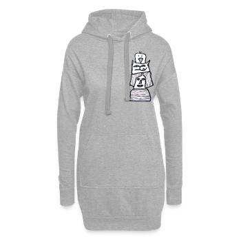Dessin noir et blanc avec la gueule de bois oiseau - Sweat-shirt à capuche long Femme - gris chiné - Devant