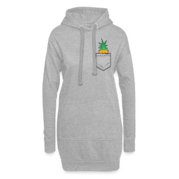 Brusttasche mit Ananaskopf - Hoodie-Kleid - Grau meliert - Vorne