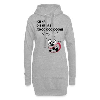 Ich hab die Haare schön - Hoodie-Kleid - Grau meliert - Vorne
