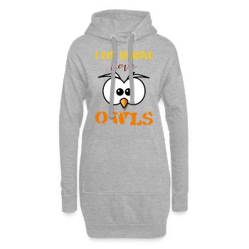 J’aime les hiboux comme fou chouette zoo ami - Sweat-shirt à capuche long Femme - gris chiné - Devant