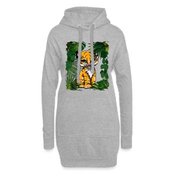 Tigerbaby | Yolo-Artwork - Hoodie-Kleid - Grau meliert - Vorne