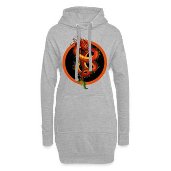 Dragon chinois - Sweat-shirt à capuche long Femme - gris chiné - Devant