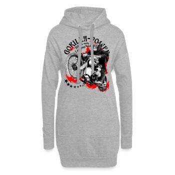 Gorilla-Power, Biker aus Leidenschaft - Hoodie-Kleid - Grau meliert - Vorne