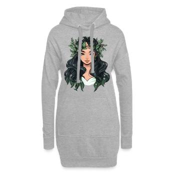 Portrait einer jungen Frau im Cartoon Stil - Hoodie-Kleid - Grau meliert - Vorne