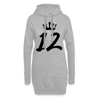 12 Zahl Krone - Hoodie-Kleid - Grau meliert - Vorne