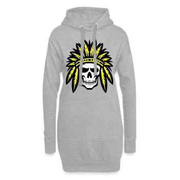 Crâne de chef indien apache - Sweat-shirt à capuche long Femme - gris chiné - Devant