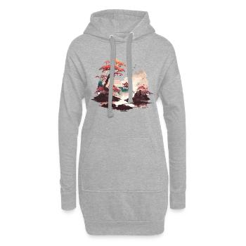 Art vintage sur bois - Sweat-shirt à capuche long Femme - gris chiné - Devant