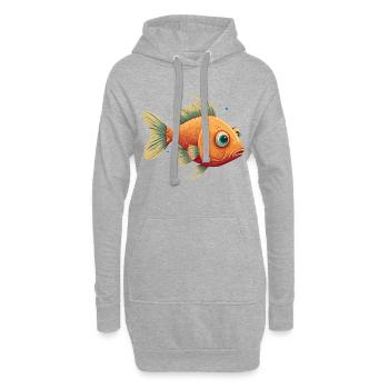 Fish with big Eyes - Hoodie Dress - heather grey - Front