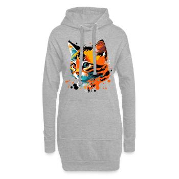 mignon, chaton coloré, chat - Sweat-shirt à capuche long Femme - gris chiné - Devant