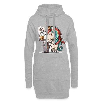 Coffee-making Unicorn - Hoodie Dress - heather grey - Front