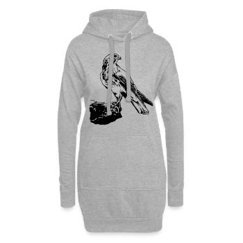Falke Vogel sitzt auf Baum Cool Vogel Liebhaber Geschenk - Hoodie-Kleid - Grau meliert - Vorne