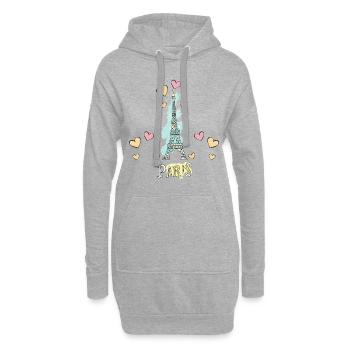 Paris Frankreich Eiffelturm Herzen - Hoodie-Kleid - Grau meliert - Vorne