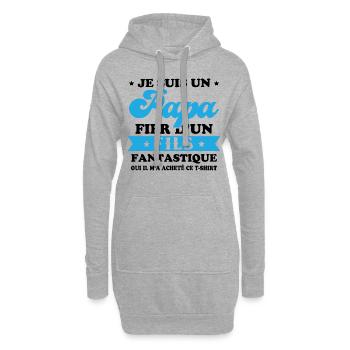 Je suis un papa fier d'un fils, Cadeau papa - Sweat-shirt à capuche long Femme - gris chiné - Devant