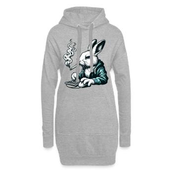 Lapin Nerd Drôles D’animaux - Sweat-shirt à capuche long Femme - gris chiné - Devant