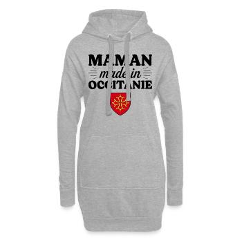 Maman Made In Occitanie - Femme Maman Occitane - Sweat-shirt à capuche long Femme - gris chiné - Devant