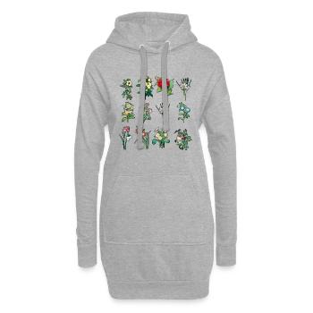 Wildflower, Flowers Plants Botany, Ladies - Hoodie Dress - heather grey - Front