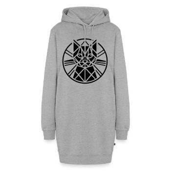 Katze Artefakt Motiv Abstrakt - Hoodie-Kleid - Grau meliert - Vorne