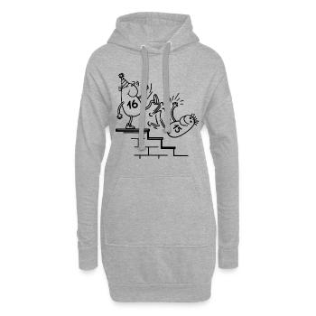 16. Geburtstagsfeier lustig für 16 Jahre alt - Hoodie-Kleid - Grau meliert - Vorne