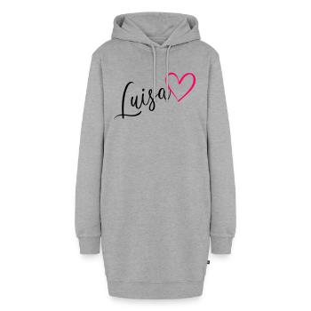 Luisa Name Vorname Herz pink - Hoodie-Kleid - Grau meliert - Vorne