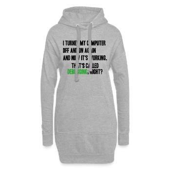 turned computer on and off - debugging right? - Hoodie-Kleid - Grau meliert - Vorne