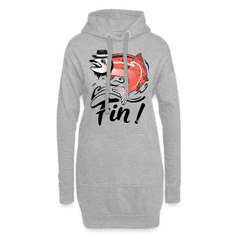Français Fin - Sweat-shirt à capuche long Femme - gris chiné - Devant