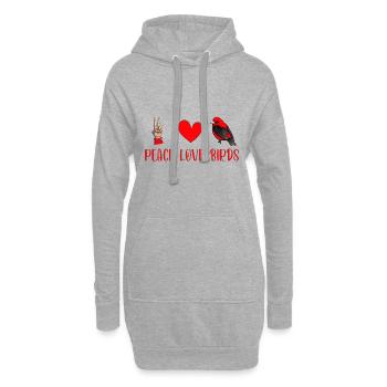 Peace Love Birds - Bird Watching - Bird Watcher - Hoodie-Kleid - Grau meliert - Vorne