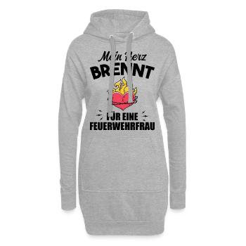 Mein Herz brennt für eine Feuerwehrfrau - Hoodie-Kleid - Grau meliert - Vorne