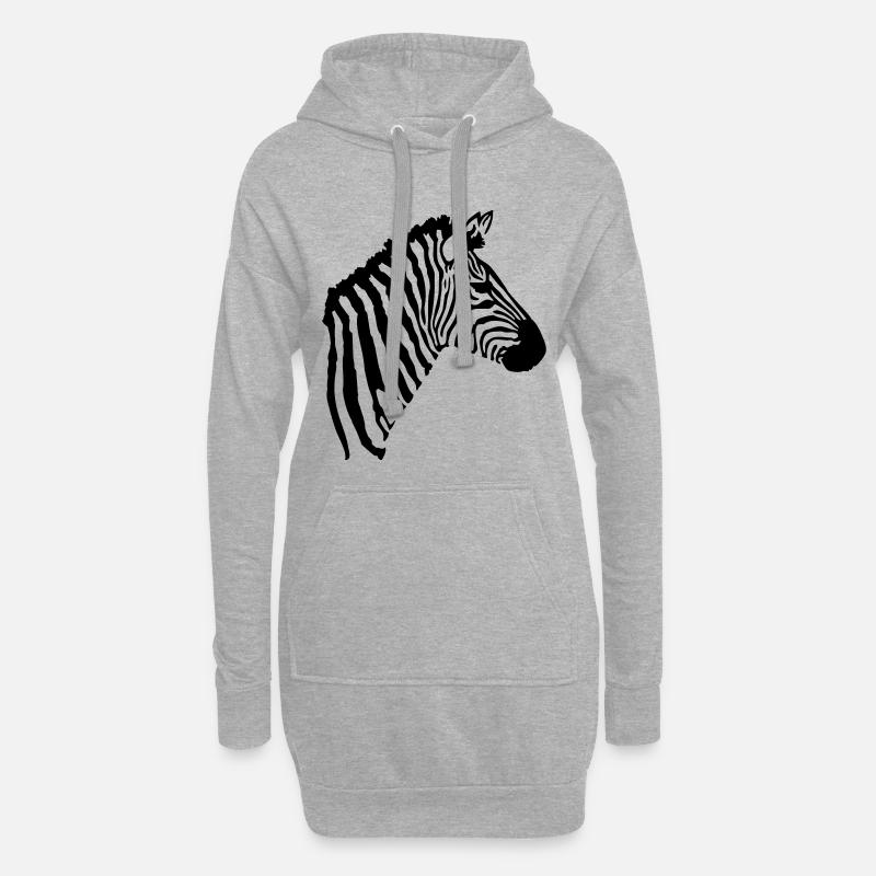 Zebra Kopf - Hoodie-Kleid - Grau meliert