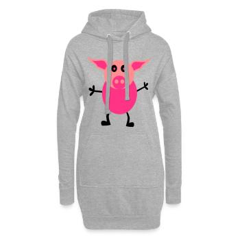 Schweine Männchen - Hoodie-Kleid - Grau meliert - Vorne