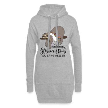 Paresse de licorne disant manger ma poussière d'étoiles - Sweat-shirt à capuche long Femme - gris chiné - Devant