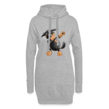 Hovawart Dab Dance Comic I Dabbender Hund - Sweat-shirt à capuche long Femme - gris chiné - Devant