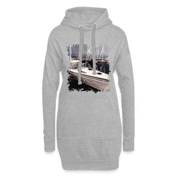 Segelboot - Segeln - Hoodie-Kleid - Grau meliert - Vorne