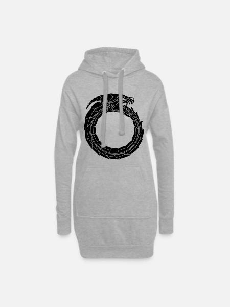 Dragon noir dévoreur - Sweat-shirt à capuche long Femme - gris chiné