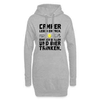camper leben einfach grillen bier trinken - Hoodie-Kleid - Grau meliert - Vorne