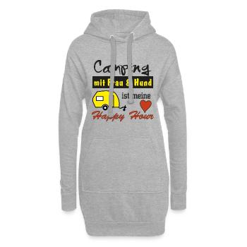 happy hour camping mit frau und hund - Hoodie-Kleid - Grau meliert - Vorne