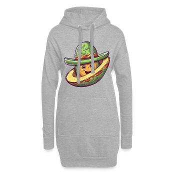 Avocat avec chapeau sombrero mexicain - Sweat-shirt à capuche long Femme - gris chiné - Devant