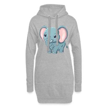 Süßer Grauer Elefant - Afrika - Hoodie-Kleid - Grau meliert - Vorne