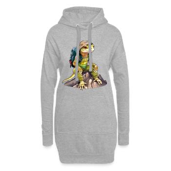 Lézard Alpiniste / Lézards de randonnée - Sweat-shirt à capuche long Femme - gris chiné - Devant