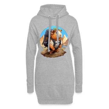 Cochon d’Inde Alpiniste / Randonnée Cochon d’Inde - Sweat-shirt à capuche long Femme - gris chiné - Devant