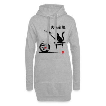 Minimalistisches Blattmuster auf fettem Hintergrund - Hoodie-Kleid - Grau meliert - Vorne