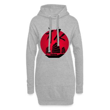 Reise nach Asien und zur roten Sonne (schwarz) - Hoodie-Kleid - Grau meliert - Vorne